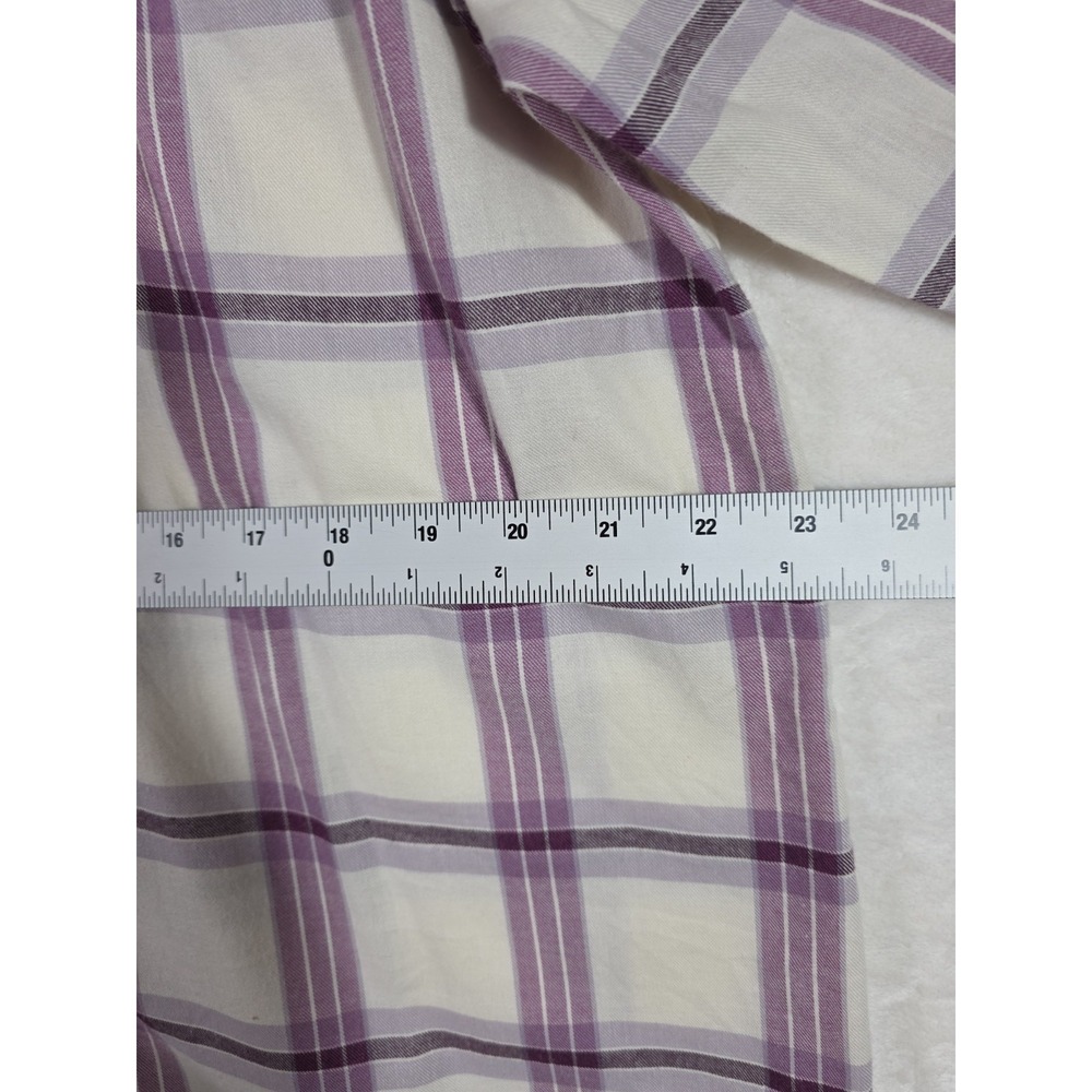 Knox Rose Plaid Button Front Shirt Long Sleeve White Purple Women's XL - Picture 9 of 11